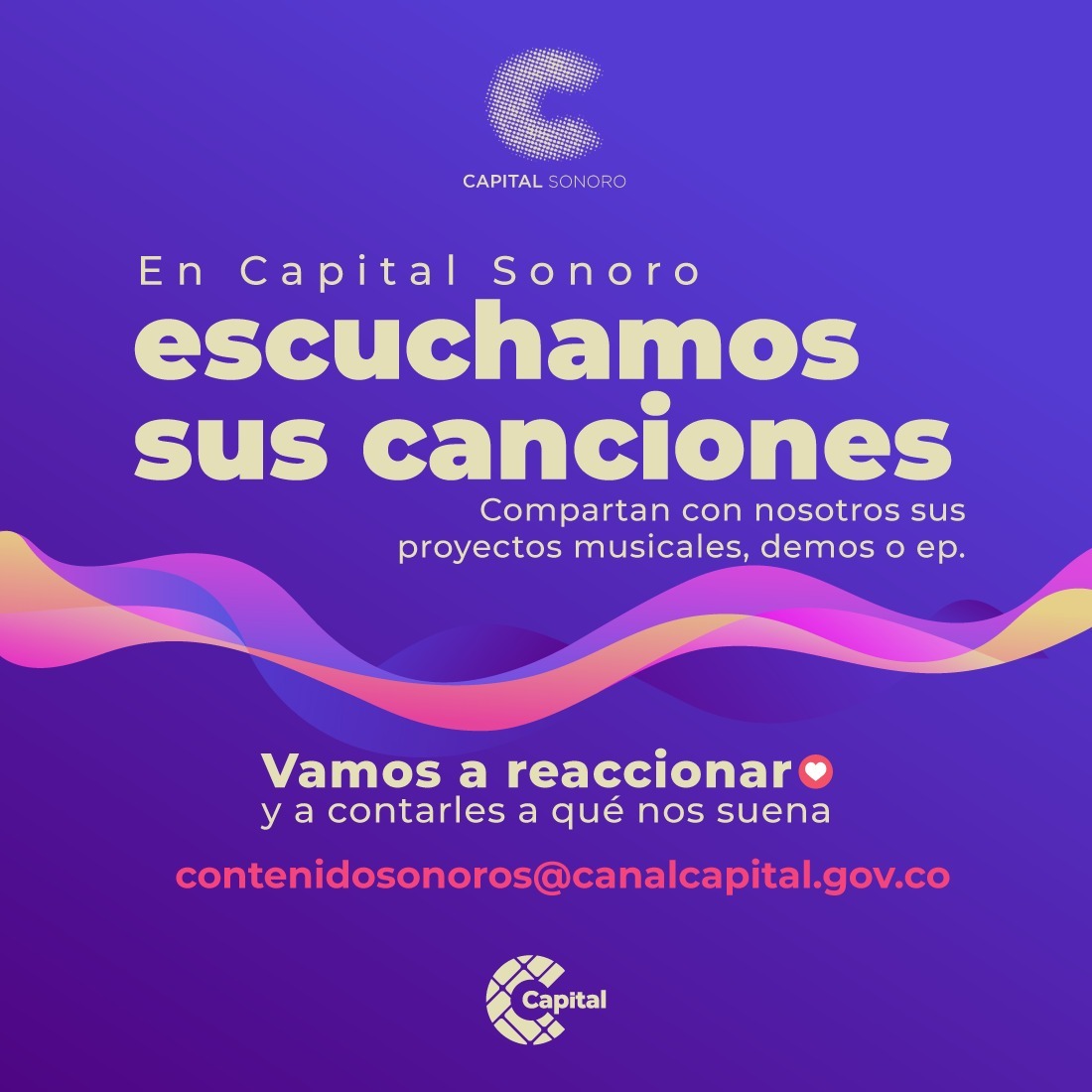 #BOomxCapital | Los nuevos sonidos tienen un espacio y muchos oídos abiertos en #CapitalSonoro. 📢 Queremos conocer tus banda, las canciones y trabajos musicales que has creado. 

Compártela y haz parte de nuestro podcast. Envía tu material a contenidosonoros@canalcapital.gov.co