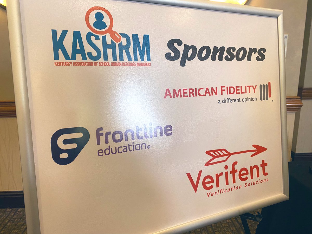 KASHRM_'s tweet photo. 🌟Thank you to our awesome sponsors for helping make our Annual KASHRM State Conference possible!!🌟 @verifent @FrontlineEdu @amfidelity
#KASHRMStateConference2022 https://t.co/QLm0u1ZrN9