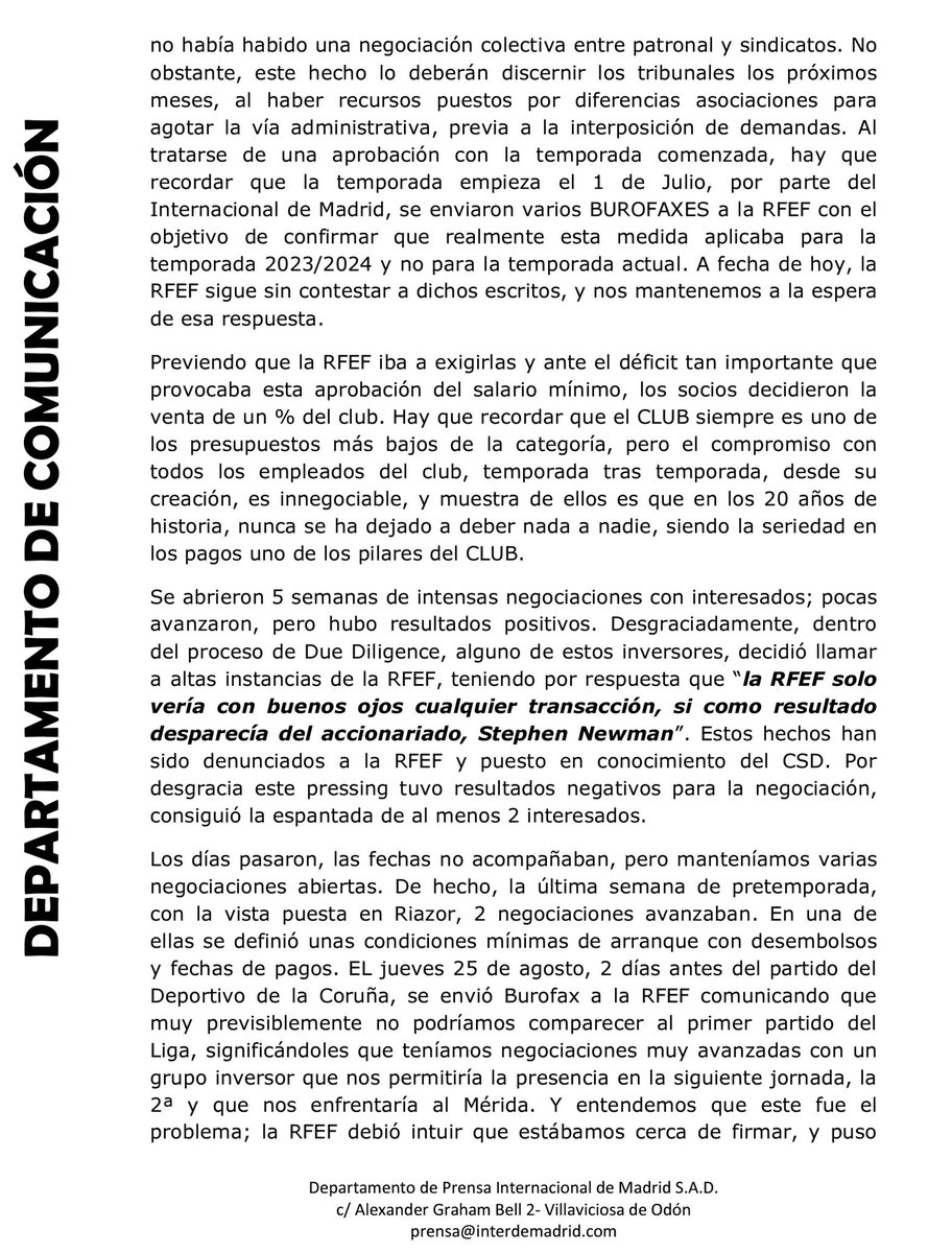CARTA ABIERTA a socios y simpatizantes del Internacional de Madrid. (Hilo 1/2)