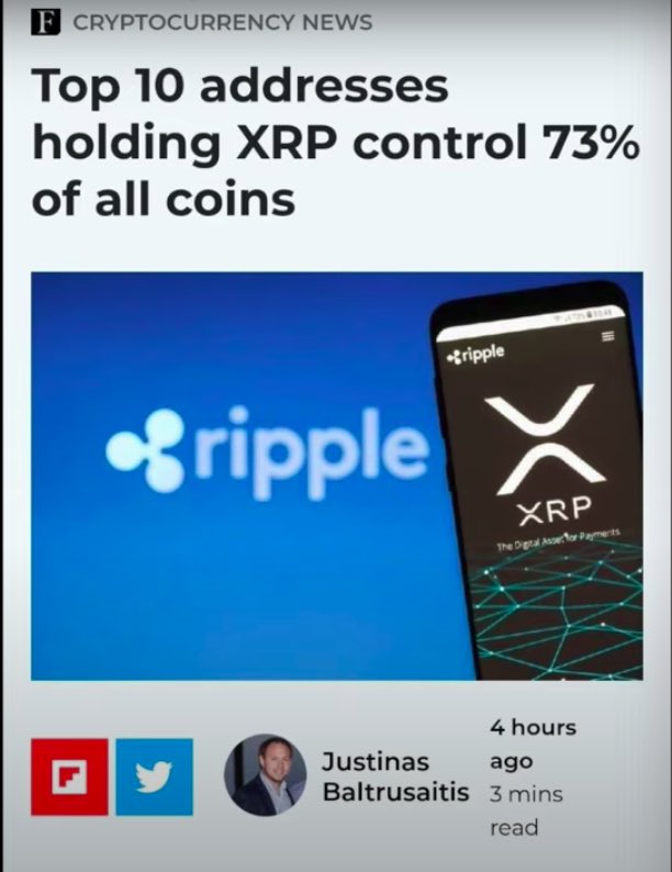 xyziocom's tweet photo. @digitalassetbuy @DigPerspectives @thebearablebull @jungleincxrp  I May remember hearing this but I’m not too sure…? 10 addresses control nearly 75% of XRP circulating supply?! https://t.co/zTs1tTF4gf