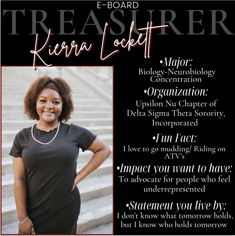 UTSANPHC's tweet photo. ❔WHO'S WHO❔Introducing our Treasurer, Kierra Lockett! https://t.co/D1op7muyfA