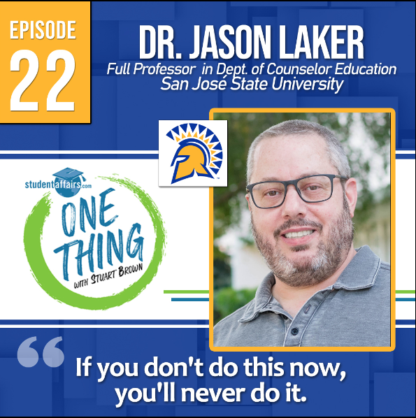 sjsulurie's tweet photo. #repost New Season of Student Affairs One Thing, where we chat with seasoned student affairs professionals. Episode 22 - Dr. Jason Laker, Professor in Dept. of Counselor Education, San Jose State U. https://t.co/prDHZILEpr @sjsulurie @jasonlaker #goFAAR #go_FAAR https://t.co/yqgpHMn4GA