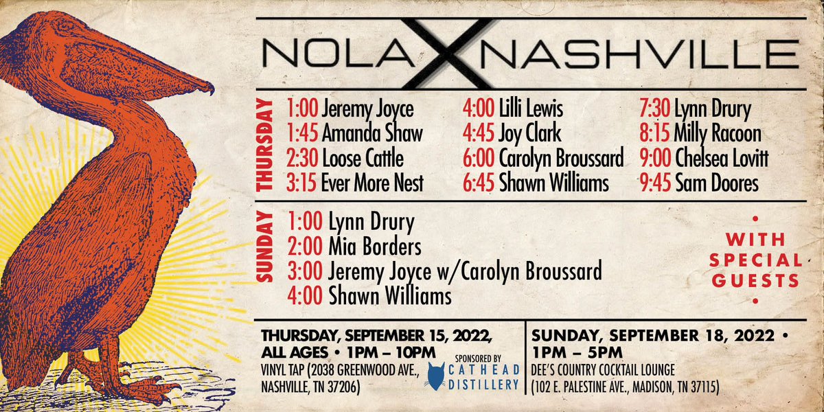 Ever More Nest (@evermorenest) on Twitter photo New Orleans descending on Nashville this week! Be there or be ⏹️. Also, <a href="/DrinkCathead/">Cathead Distillery</a> in the house! New Orleans descending on Nashville this week! Be there or be ⏹️. Also, <a href="/DrinkCathead/">Cathead Distillery</a> in the house!