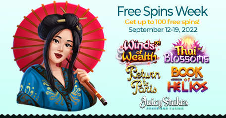 Juicy Stakes Casino is Giving up to 100 Free Spins on Four Popular Slots from Betsoft