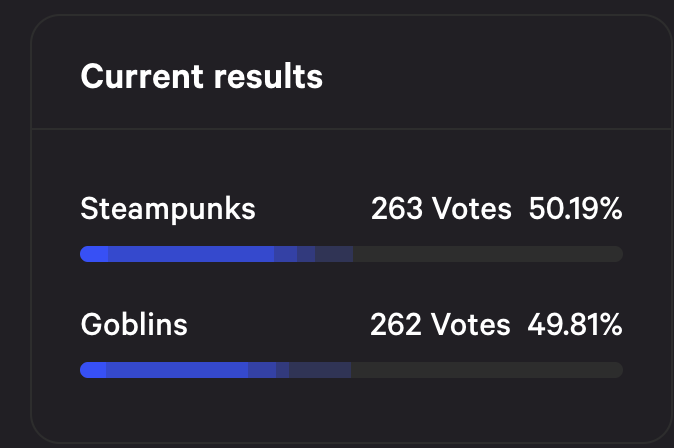 The vortex tournament battlefield after round 3!

Helmet, the <a href="/Goblins_Kumite/">𝔾𝕆𝔹𝕃𝕀ℕ ℍ𝕀𝔻𝔼𝕆𝕌𝕋 || @𝕂𝕦𝕞𝕚𝕥𝕖ℕ𝔽𝕋</a> captain lay unconscious as Nigel, captain of the <a href="/steampunksInc/">Steampunks Council</a> is projected by the blast of his weapons' misfiring! 

How will this round end? 

Vote now snapshot.org/#/kumitenft.et… <a href="/kumitenft/">Kumite NFT</a>