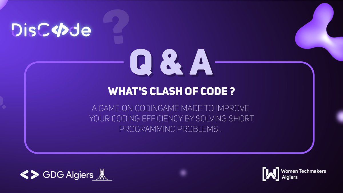 AlgiersWTM's tweet image. #codingame #ClashOfCode #WTM #GDG #GDGAlgiers #WTMAlgiers