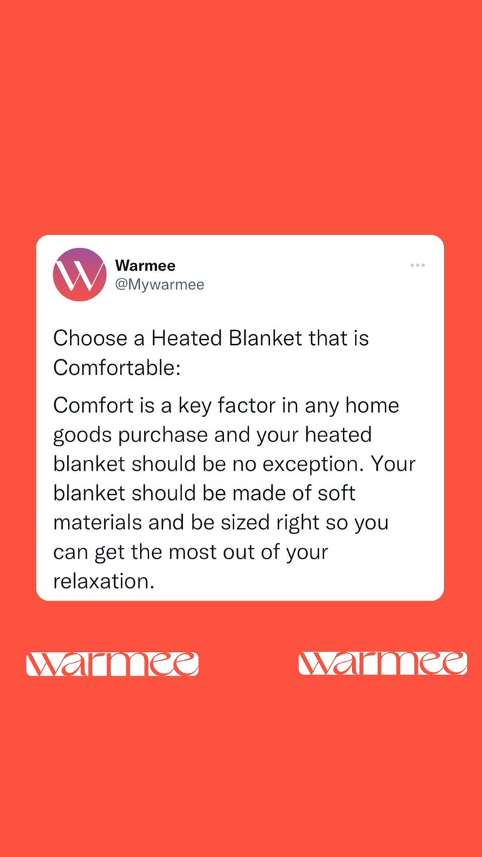 Mywarmee's tweet photo. Warmee is the secret to all your comfy naps!
-
-
-
-
-
#Warmee #Mywarmee #cozy #heated #comfy #blanket #heatedblanket #electricalblanket #sleepbetter #smarthome #bettersleep #heatedthrow #sustainability #warmblanket https://t.co/rZM8cJcBKi