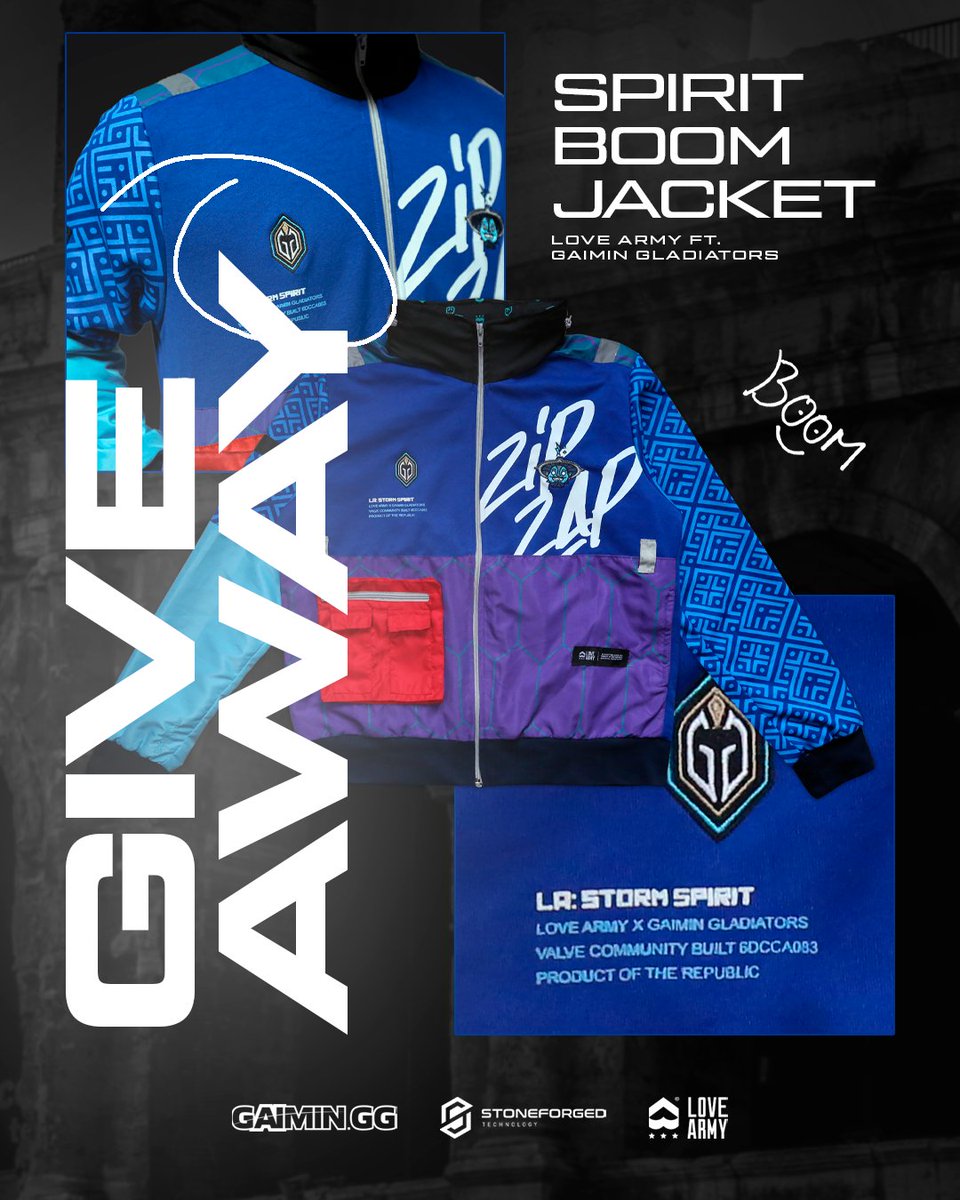 GaiminGladiator's tweet image. BOOM JACKET GIVEAWAY 🩸⚔️
ft. @LoveArmy 

✅Download the @GaiminIo Platform 
from here: gaimin.gg/gg
✅Follow us on twitter
✅RT this 
✅DONE! 

Ends this Friday (16/09)

Good luck! 

#BattlePass I #Dota2 I #AgainstAllOdds
