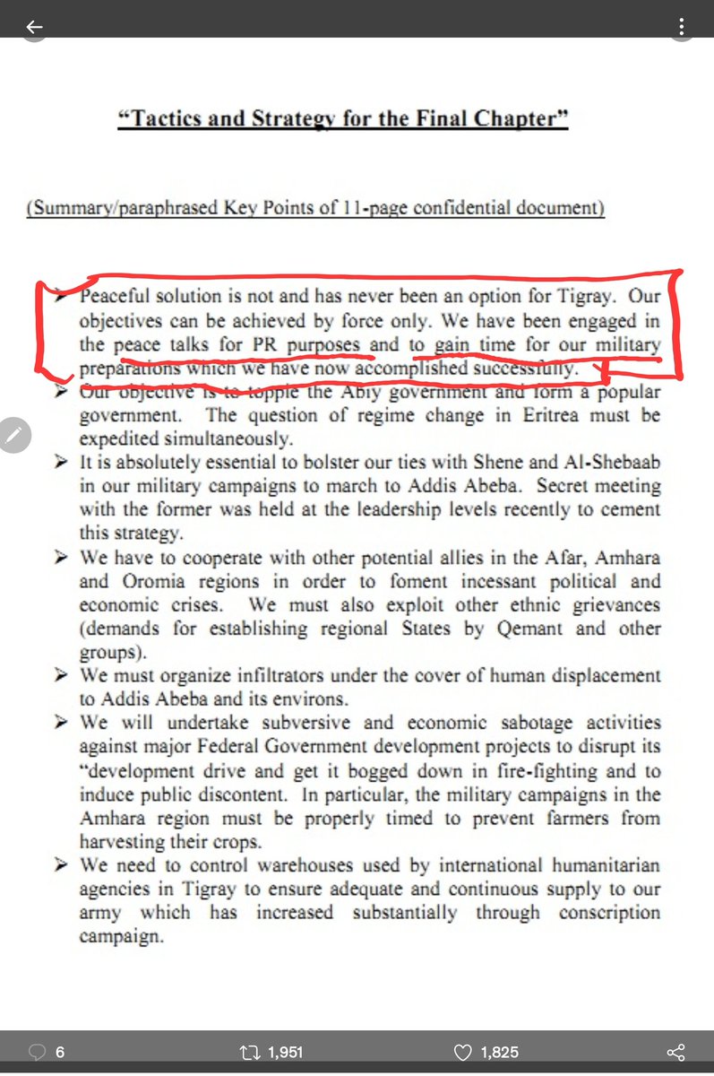 Defending_Ethio's tweet photo. #TPLF launched new offensive in different fronts after hours of negotiation & ceasefire calls, proving their call was mere pretentious to gain international attention & sympathy, just as they laid out in their final war strategy leaked document. #DisarmTPLF @iyoba4u @NeaminZeleke https://t.co/5653uf4zmN