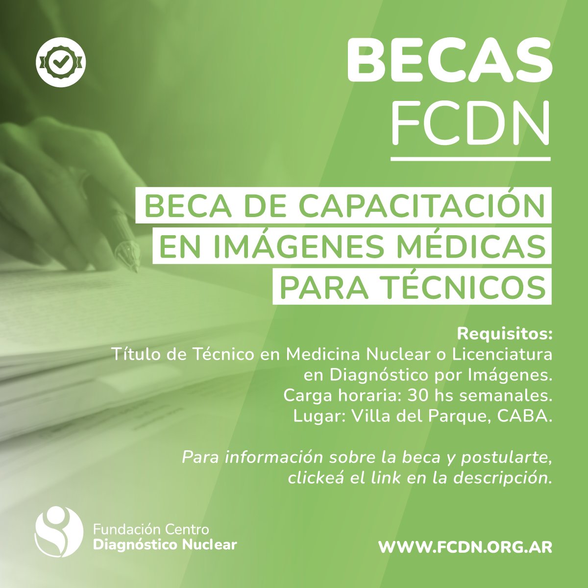 fcdnArg's tweet photo. Aprovechá la oportunidad de formarte en FUNDACIÓN CENTRO DIAGNÓSTICO NUCLEAR
Beca de Capacitación en Imágenes Médicas para Técnicos
Requisitos y postulación: https://t.co/I2VaCxjIhh
#fcdn #becas #beca #capacitacion #capacitación #imágenesmédicas #tecnicoimagenes https://t.co/slHGMaMECW