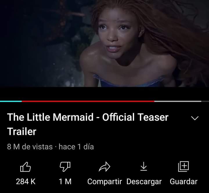 Joshywin's tweet photo. El trailer de La Sirenita ya Suma 1 Millón de Dislikes con tan solo 8M de visitas.
#LaSirenita #LiveAction
#DisneyProgre #DisneyWoke https://t.co/yheK6sSzX1