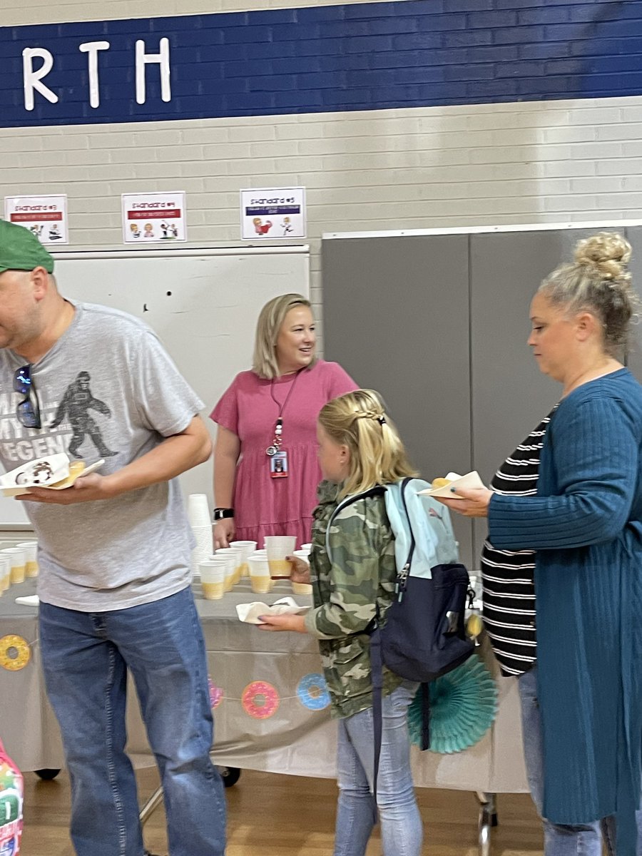 Today we continued to build our Rocket commUNITY by getting together before school for Donuts with Grownups! Everyone had a great time socializing over coffee, juice, and donuts! What a great way to start the week! #OPSfortheirfuture <a href="/olatheschools/">Olathe Public Schools</a>