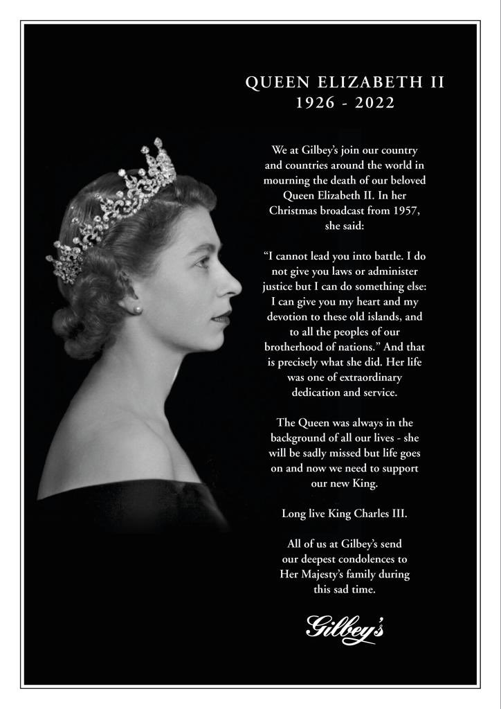 We will be closed for the Queen's funeral on Monday 19th September and re-open Wednesday 21st September 🖤 #monarch #queen #kingcharles #exemplary #exceptional