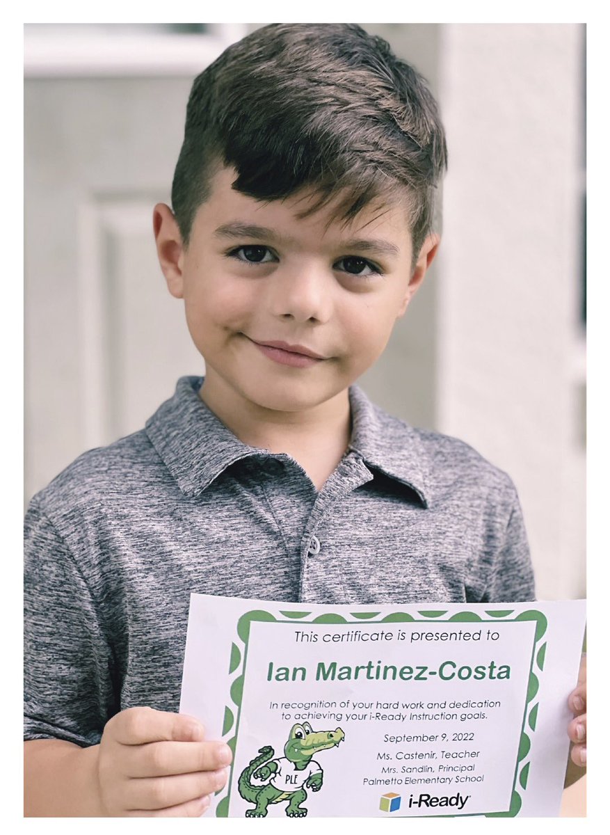 I’m so proud of my boy!🎉🐊👏🏼 Keep trying and giving your best. @MrsCastenir <a href="/PLEgators/">Palmetto Elementary</a>