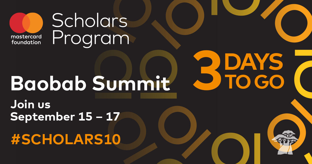 MastercardFdn's tweet photo. 🚨 3 Days until Baobab Summit.

Join us as we celebrate the achievements of our talented and resilient Scholars, Alumni, and Program partners. Tune in to learn more about the future of the Mastercard Foundation Scholars Program. https://t.co/eGdub6gsyA

#Scholars10 https://t.co/2IgnlGF60d