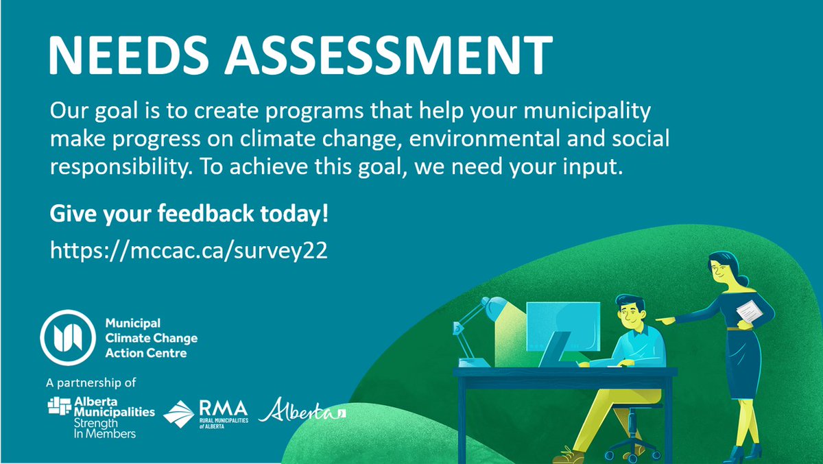 What challenges does your municipality face when it comes to climate change and environmental &amp; social responsibility? Take our needs assessment survey to help us identify better ways to serve you. Survey deadline Oct. 14, 2022.  <a href="/ABmunis/">Alberta Municipalities | Strength in Members</a> <a href="/RuralMA/">Rural Municipalities of Alberta</a> ow.ly/PxMa50KHl92