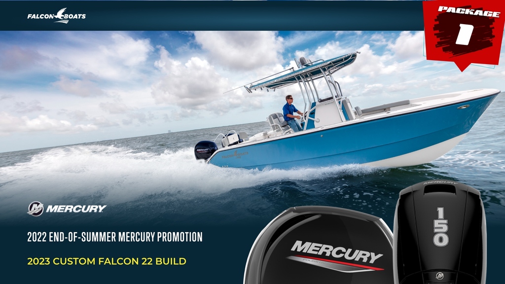 BoatsFalcon's tweet photo. 2022 End-of-Summer Mercury Promotion BLOW-OUT⁠
⁠
This is a MERCURY OUTBOARD PROMOTION subject to current 150 Mercury’s.⁠
⁠
2023 Falcon 22’ CC models⁠
⁠
2023 240 BaD Cat CC models⁠
⁠
*Limited Inventory of Mercury Outboard 150's.⁠

Link in Bio. https://t.co/r6lGEX1WoS