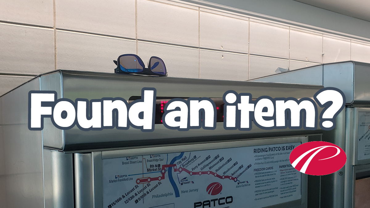 RidePATCO's tweet photo. Found an item while riding #thePATCO? π
Simply hand it to any PATCO employee, including the train operator. They will take the item to our Lost & Found office located at Lindenwold Station to hopefully be reunited with its owner. #FoundNotLost https://t.co/qifBVVjRAk