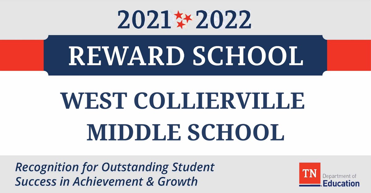 Our Dragons have something BIG to celebrate today! <a href="/TNedu/">TN Dept of Education</a> has identified <a href="/officialWCMS/">West Collierville MS</a> as a TN Reward School! Our students have exemplified success in achievement and growth. We applaud the hard work and accomplishments of our students and teachers here at WEST! <a href="/cville_schools/">Collierville Schools</a>