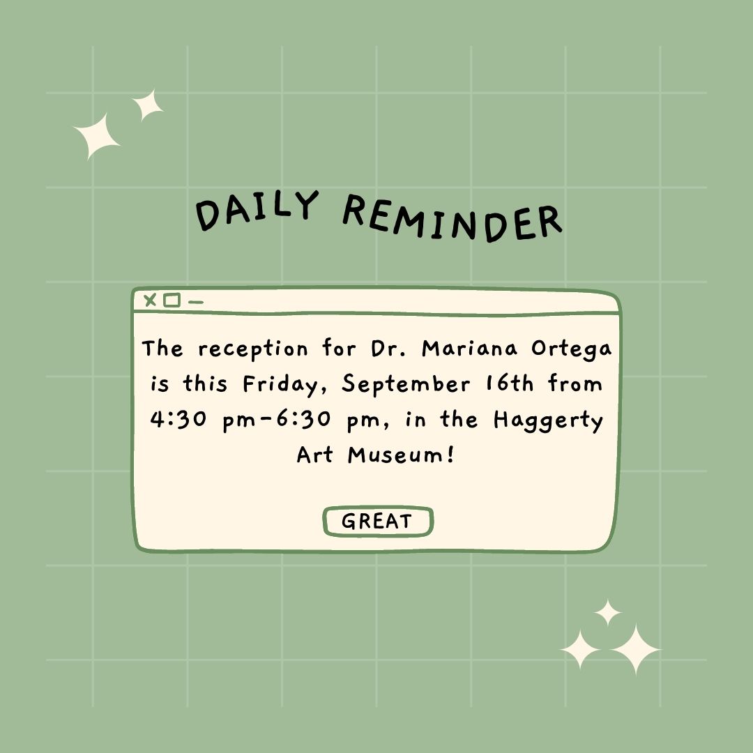 MUHumanities's tweet image. Join us to welcome Dr. Mariana Ortega as the 2022-23 AMUW Chair of Humanistic Studies!

Come enjoy some light refreshments as we welcome her

Location
Haggerty Art Museum, Marquette Campus

Date &amp;amp;/Time
Friday, September 16
4:30 - 6:30pm

Learn more at: marquette.edu/advancement-hu…