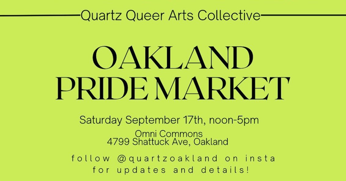 venusincancer_'s tweet photo. September is Oakland’s Pride Month! Quartz Queer Arts Collective presents Oakland Pride Market, Saturday September 17th, 12-5PM. Omni Commons, 4799 Shattuck Avenue, Oakland. #venusincancer will be there! #oaklandarts #queerartists #oaklandpride2022 #quartzoaklakand https://t.co/eWR1gPydWG