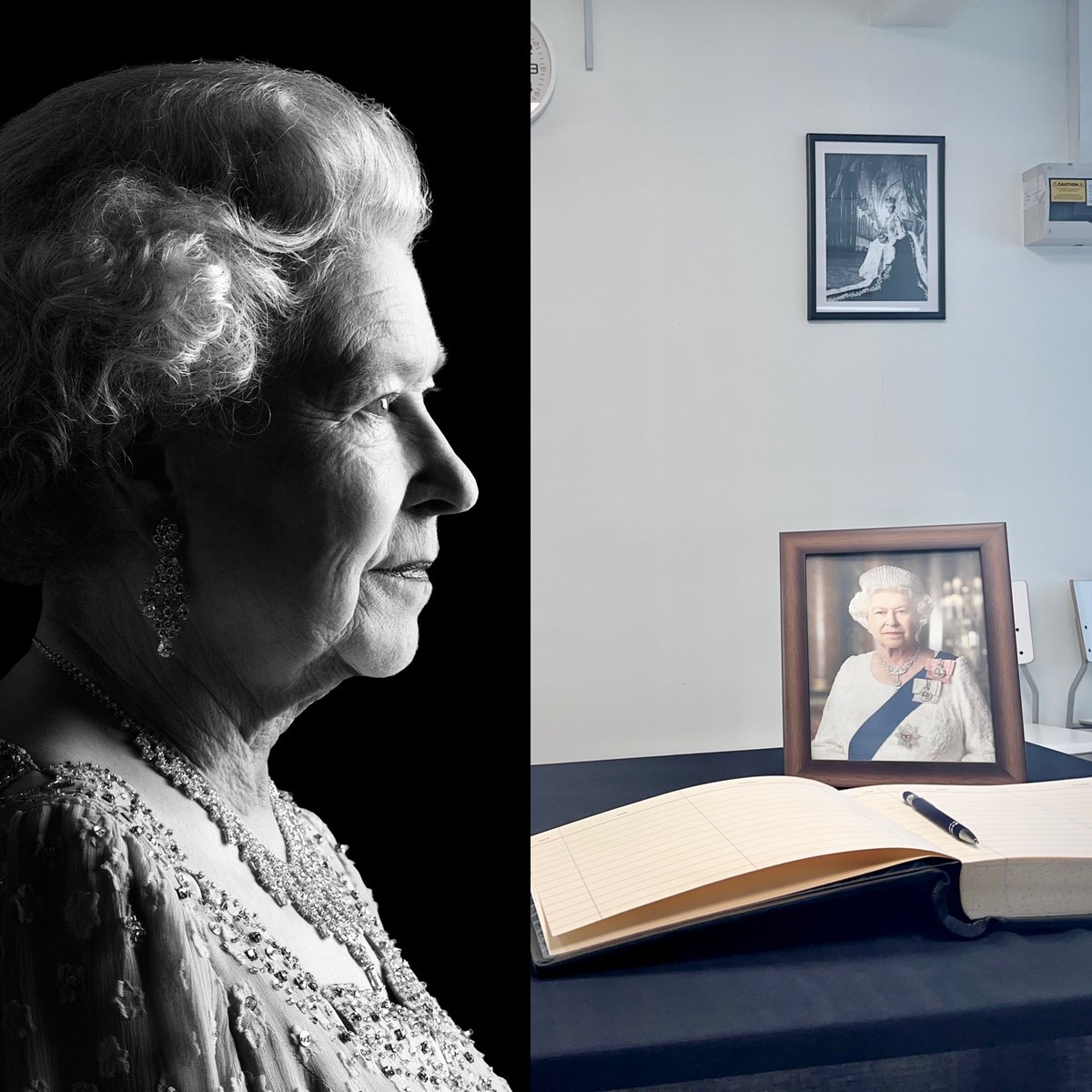 UKinTajikistan's tweet photo. A book of condolence is opened to the public at the British Embassy Dushanbe during business hours ( 09:30- 17:00) until COP Friday, 16/09. 
There also is a possibility to send your sympathy notes online at: https://t.co/cqNIHJyDHe or at: https://t.co/deHShOTITA https://t.co/SIHSl4Mk36