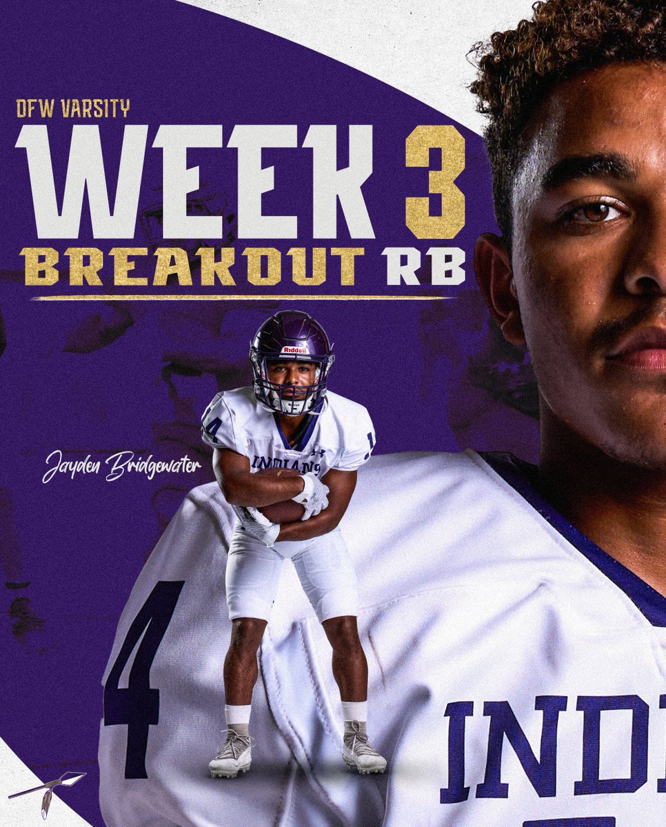 Big congratulations to <a href="/jaybridge37_jay/">Jayden Bridgewater🕷</a> for being named <a href="/dfwvarsity/">dfw varsity</a>'s Week 3 Breakout Performer at the RB Position. This athlete plays 10x's bigger than what he is. Keep up the great work Jay! #RecruitAlvarado

#AlvaradoExcellence #TR1BE #LOSP