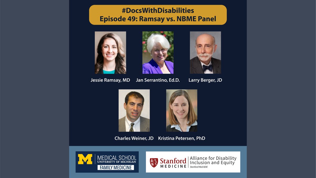We have a special @DocsWith panel episode this time around! Ep. 49 is a recording from the 2022 @HsmCoalition meeting about Dr. Jessica Ramsey’s journey in being pushed to take legal action against the NBME to obtain testing #accommodations for her disability. #DisabilityHistory