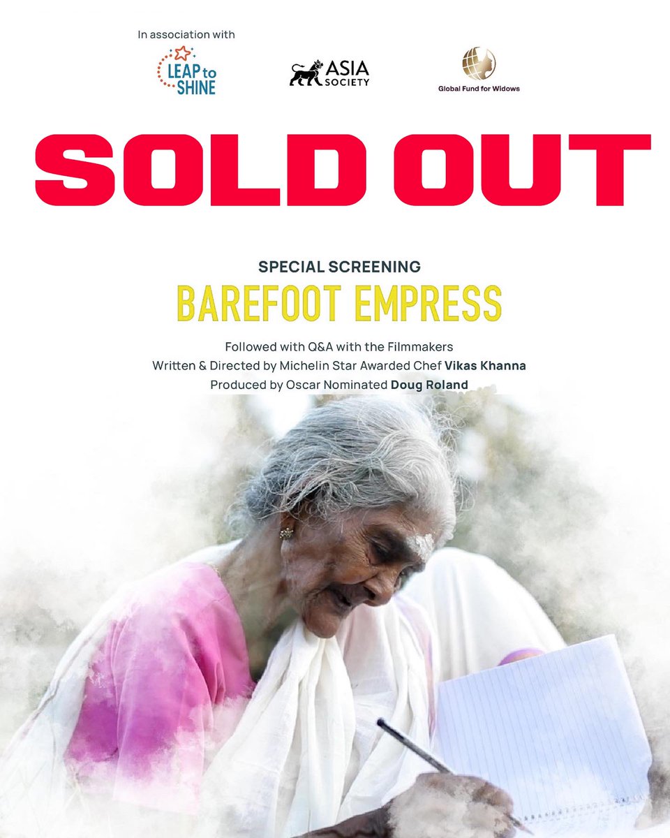 TheVikasKhanna's tweet photo. Soo thankful for all your love for our #BarefootEmpress 
We are completely SOLD OUT. 
We will announce soon about our upcoming screenings. ❤️
With lots of love &amp; gratitude. #TeamAmma 

@AsiaSocietyNY @leaptoshine @jayisready @DougRoland @globalwidows @katiecouric @jchatterleyCNN https://t.co/CKF4kuZML9