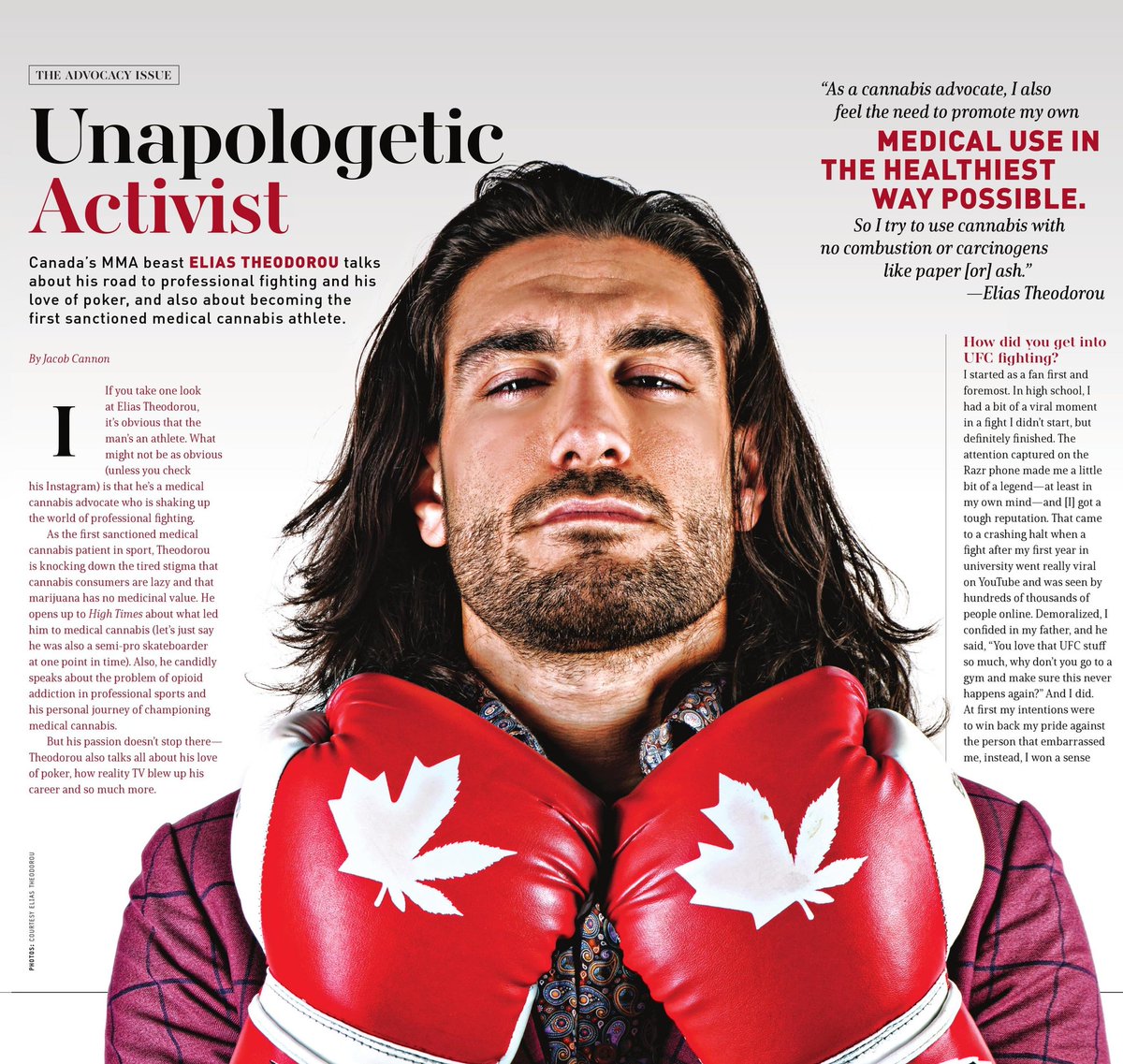 HIGH_TIMES_Mag's tweet photo. Elias Theodorou, "Unapologetic Activist," was interviewed in the Jan / Feb 2022 issue of High Times.

Personally, he began using medical herb to treat nerve damage in his upper extremities. “Fighting is a grind, so my options to medicate were opioids and painkillers or cannabis” https://t.co/3XvURGeVtm