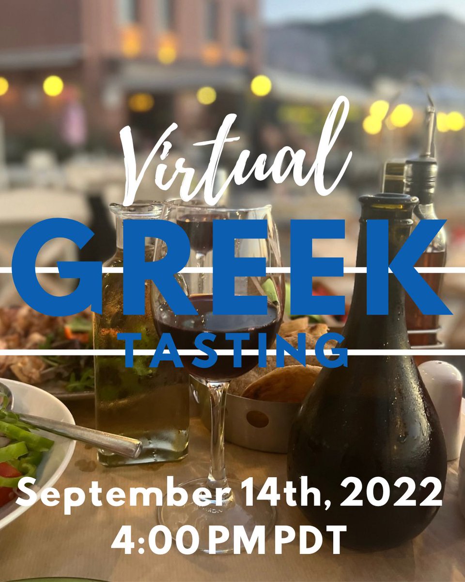 Friendly reminder to those who signed up for our virtual Greek Tasting, we will be live via Zoom this Wednesday at 4 pm PDT.
OPA!