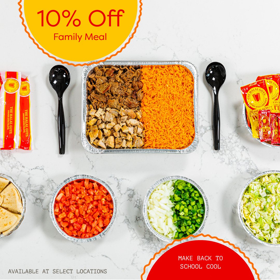 HalalGuys's tweet photo. When you walk in and see this setup, you know it's going to be a good family dinner!

But hurry, there is only 1 more week to enjoy 10% off on The Halal Guys Family Meal!

#HalalGuys #FamilyMeal #WeAreDifferent #Bringingsomethingdifferent #FamilyDinner #Family #BetterTogether https://t.co/Zos2tDroGQ