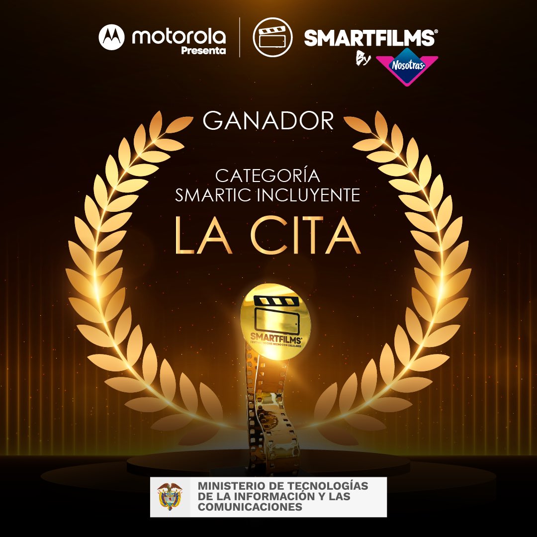 smartfilmsco's tweet image. #SMARTFILMS2022
#GalaDePremiación 

🏆 El ganador de la categoría SMARTIC INCLUYENTE  @ministerio_tic  es LA CITA
