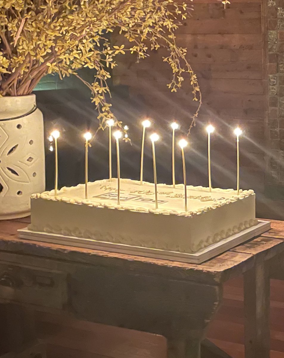 PENamerica's tweet photo. After the #WordsOnFire event at @NYHistory... some post-symposium cheer—and a #PEN100 birthday cake—at @TheMillingRoom. https://t.co/KtNhfEqwiA