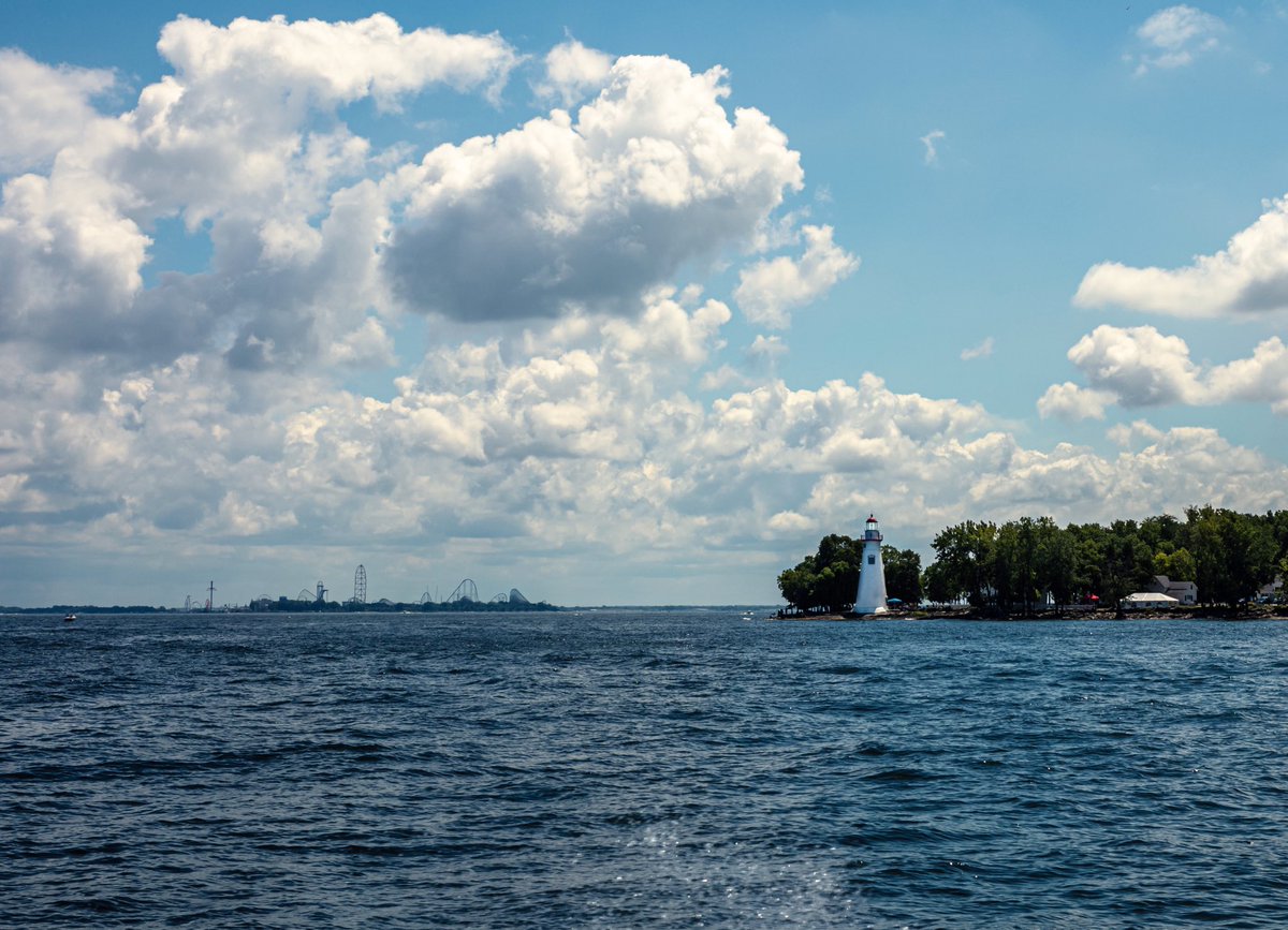 Cedar Point and Marblehead Lighthouse from out on the lake