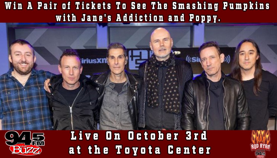rodryanshow's tweet photo. Retweet this tweet using #1979 for your chance to win a pair of 
@SmashingPumpkin tickets. 
@rodryanshow and @945thebuzz
 want to send you to the show. Retweet this tweet using #every20minutes. Winner selection at 7:20 am. https://t.co/WIoxbbZLHU