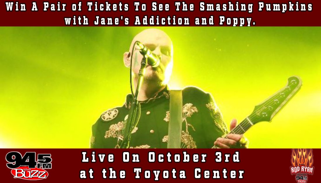 rodryanshow's tweet photo. We have another opportunity to win @SmashingPumpkin tickets. 
@945thebuzz and @rodryanshow
 want to hook you up. Retweet this tweet using #945thebuzz for your chance to win. The winner selection happens at 8:20 am. #every20minutes https://t.co/TAzcM6G8mL