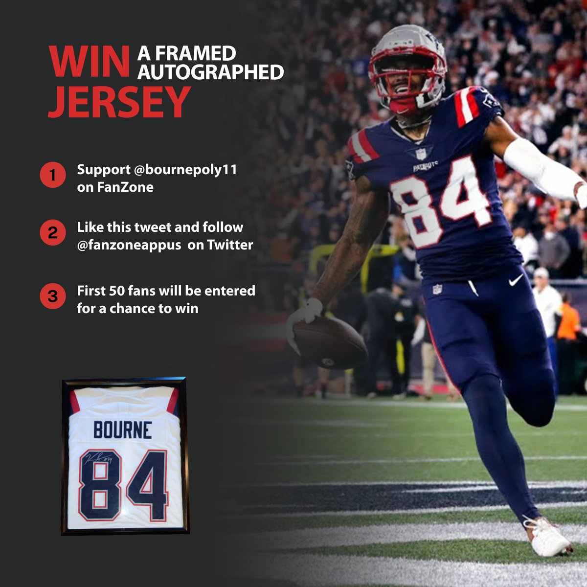 FanZone: For Athletes (@fanzoneappus) on Twitter photo 🚨🚨 Framed autographed jersey giveaway! 🚨🚨
Support Kendrick this season and follow his journey on FanZone fanzoneapp.us/user/bournepol… for a chance to win a framed autographed jersey! First 50 fans will be entered for a chance to win. <a href="/BournePoly11/">Kendrick Bourne Poly</a>
#PatsNation 🚨🚨 Framed autographed jersey giveaway! 🚨🚨
Support Kendrick this season and follow his journey on FanZone fanzoneapp.us/user/bournepol… for a chance to win a framed autographed jersey! First 50 fans will be entered for a chance to win. <a href="/BournePoly11/">Kendrick Bourne Poly</a>
#PatsNation
