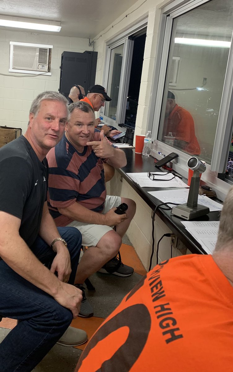 So glad to have my buddy  and life long friend Gary Tew to spot for me while I announce football for my 33rd year this year!! It’s a pleasure and I’m enjoying having him in the Booth with me!! See you in a minute!!