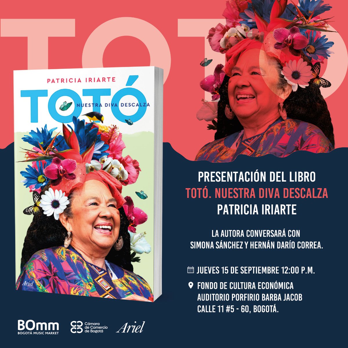 orianauta's tweet photo. Atención Bogotá: el jueves 15, en el marco del BOMM, estaré presentando mi biografía de Totó La Momposina, en conversación con Simona Sánchez y Hernán Darío Correa. CC GGM, salón Porfirio Barba Jacob, a las 12 M. ¡Lxs esperamos!
@SimonaSanchez
@GoTokMusic https://t.co/S0mWbubOls