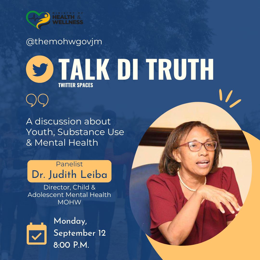 themohwgovjm's tweet photo. #TalkdiTruth
Director of Child and Adolescent Mental Health, Dr. @JudithLeiba underscores that mental health problems can prompt one to misuse substances. The reverse is true - one may develop mental health challenges as a result of substance use.
@christufton @julietcuthbert https://t.co/jOZDnNl00x