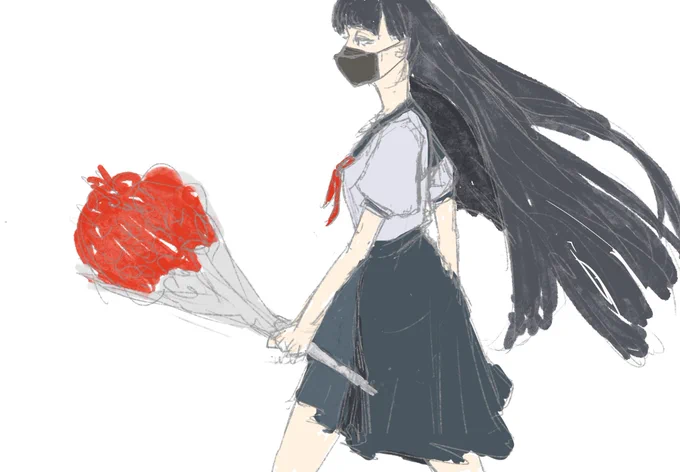 #れいじるの毎日チャレンジ 266日目 60分昨日ワイルドに花束を握って闊歩している女子学生がメチャクチャカッコよかったんだよね笑カラーラフまで。横の歩き姿ムズッ! 