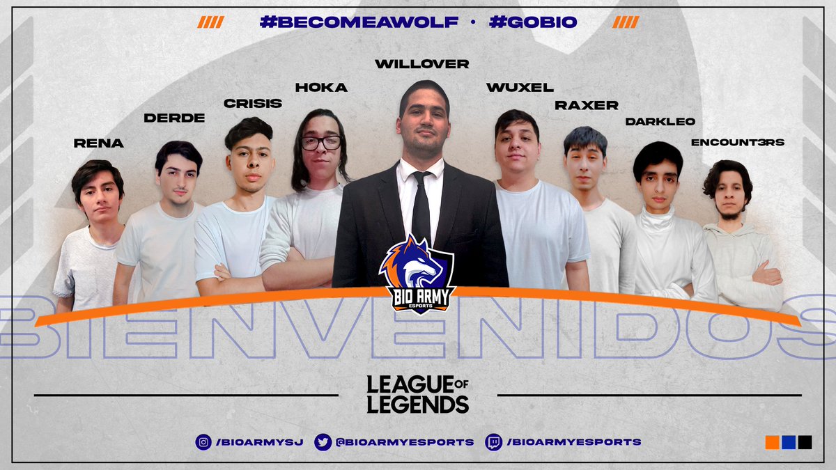 BioArmyEsports's tweet photo. 🟠LA MANADA ESTA LISTA 🔵
Estamos orgullosos de presentarles a nuestro roster de League of Legends.

Le damos la bienvenida:

TOP - Derde 
@ulisesArgento 

JG - Crisis 
@CrisisJG 

MID - Hoka
@1Hoka_ 

ADC - Raxer
@Jeremycpss 

SUP - Wuxel
@AxeelContrera 

#GOBIO #BECOMEAWOLF 🐺 https://t.co/8LlyKcZY3l