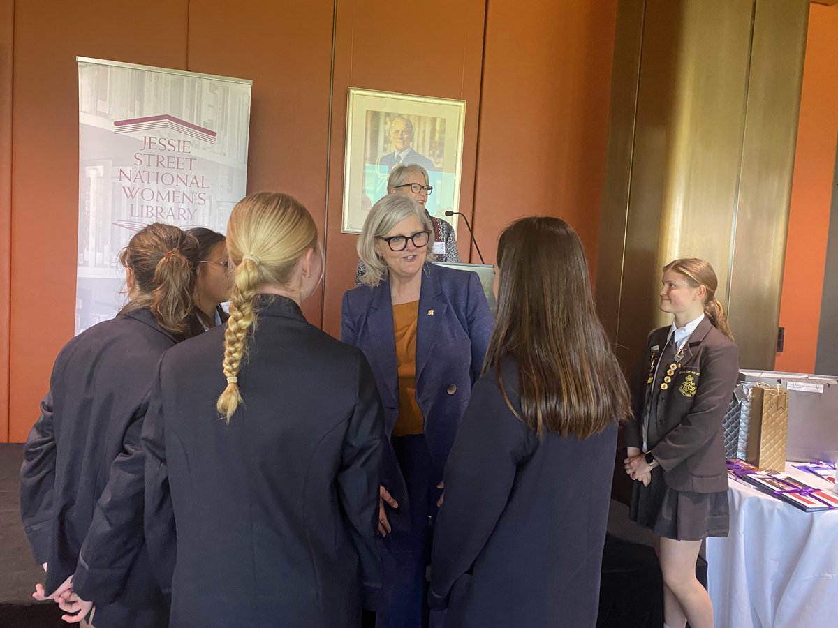 WomensLibraryAu's tweet photo. Fabulous to have @sammostyn address our 2022 Annual Luncheon yesterday where she spent time talking with our student guests. 
The changes we need to make are for you, she said. This is why we do the work, to build a world that is equal and fair, and that work is not done yet. https://t.co/KtvUSvuyud