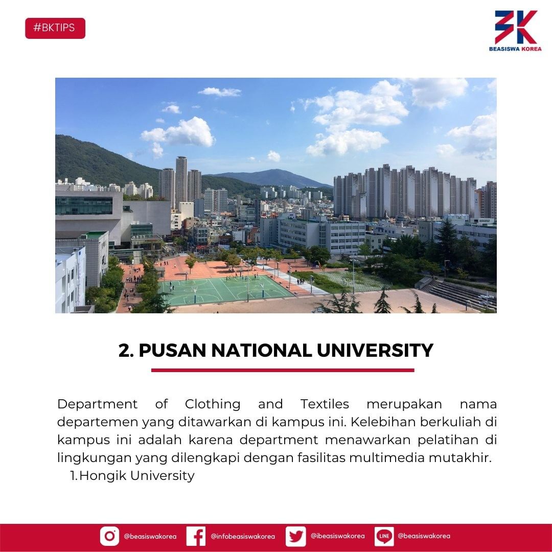 ibeasiswakorea's tweet photo. Hai, Sahabat Beasiswa Korea

Berminat kuliah fashion di Korea ??
Nih rekomendasi kampusnya !!

#BKTIPS https://t.co/O5V2a1xFM8