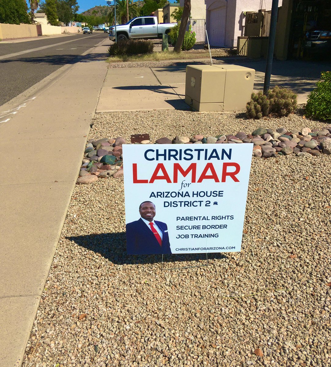 LouAZMerrijul's tweet photo. @Realpersonpltcs look who’s sign ids in my yard! @christianllamar Thanks for the yard sign! It’s still up! #VoteRedAZ https://t.co/7IpOoUH5aG