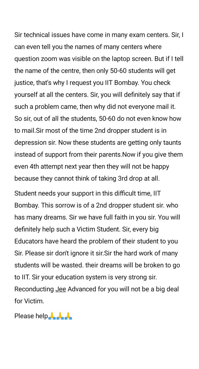 Sudhanshu200311's tweet photo. Sir, you tell me what the student with technical issues should do.There is a lot of sadness and pain when your efforts of 4 years are wasted because 1.5 lakh students have an issue with you. @narendramodi @dpradhanbjp @iitbombay @DG_NTA @PMOIndia @EduMinOfIndia 
#JEEAdvanced2022 https://t.co/x8wRLaQfMV