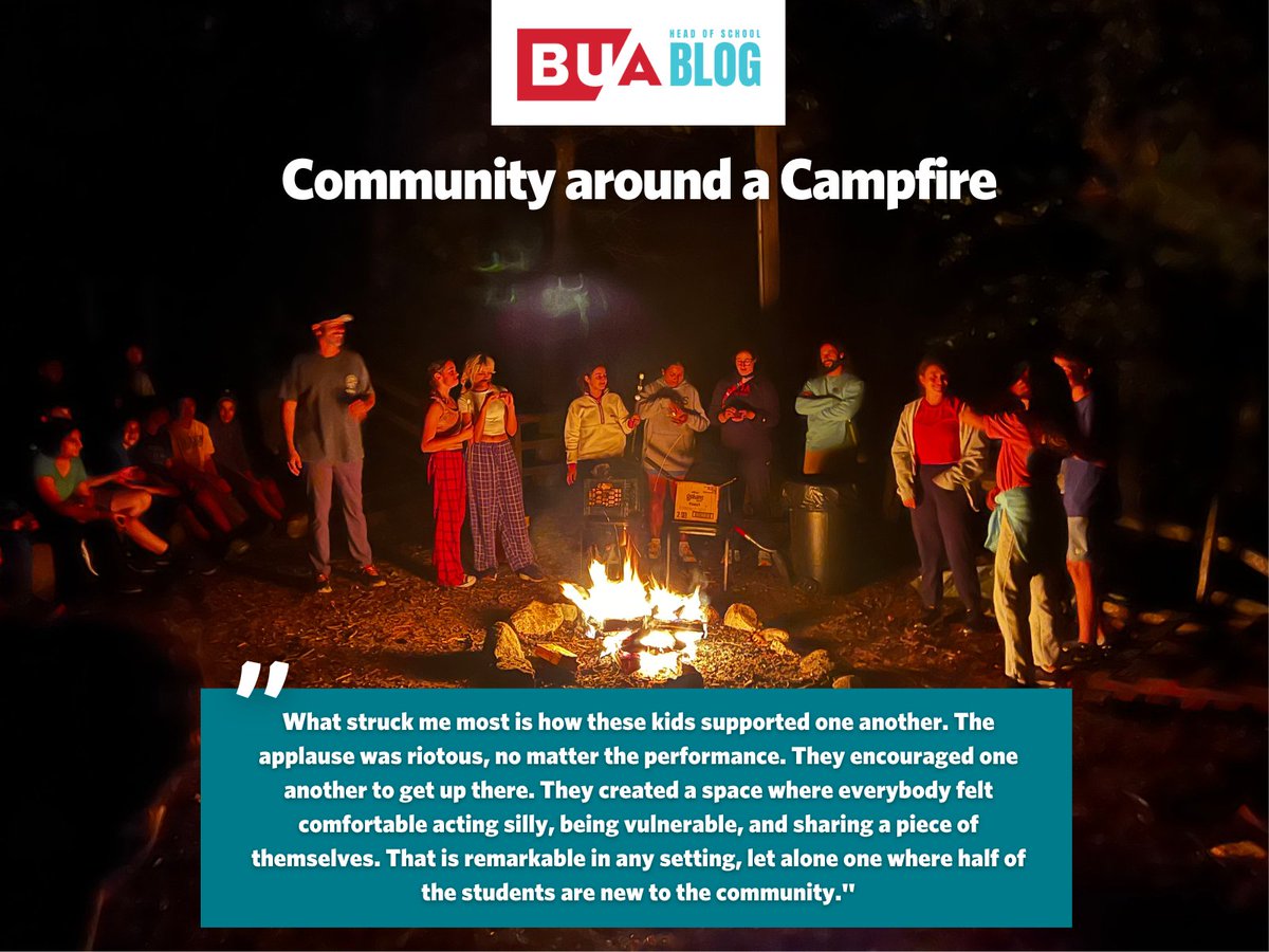 BUAcademy's tweet photo. The #HeadofSchoolBlog is back! This week, Chris Kolovos kicks off the new school year with a note from Camp Burgess, where he was inspired by the welcoming environment at the campfire on night one. 

Read the full blog here: https://t.co/m48ThPtAY3  ❤️‍🔥 https://t.co/QwBKxYrEUZ