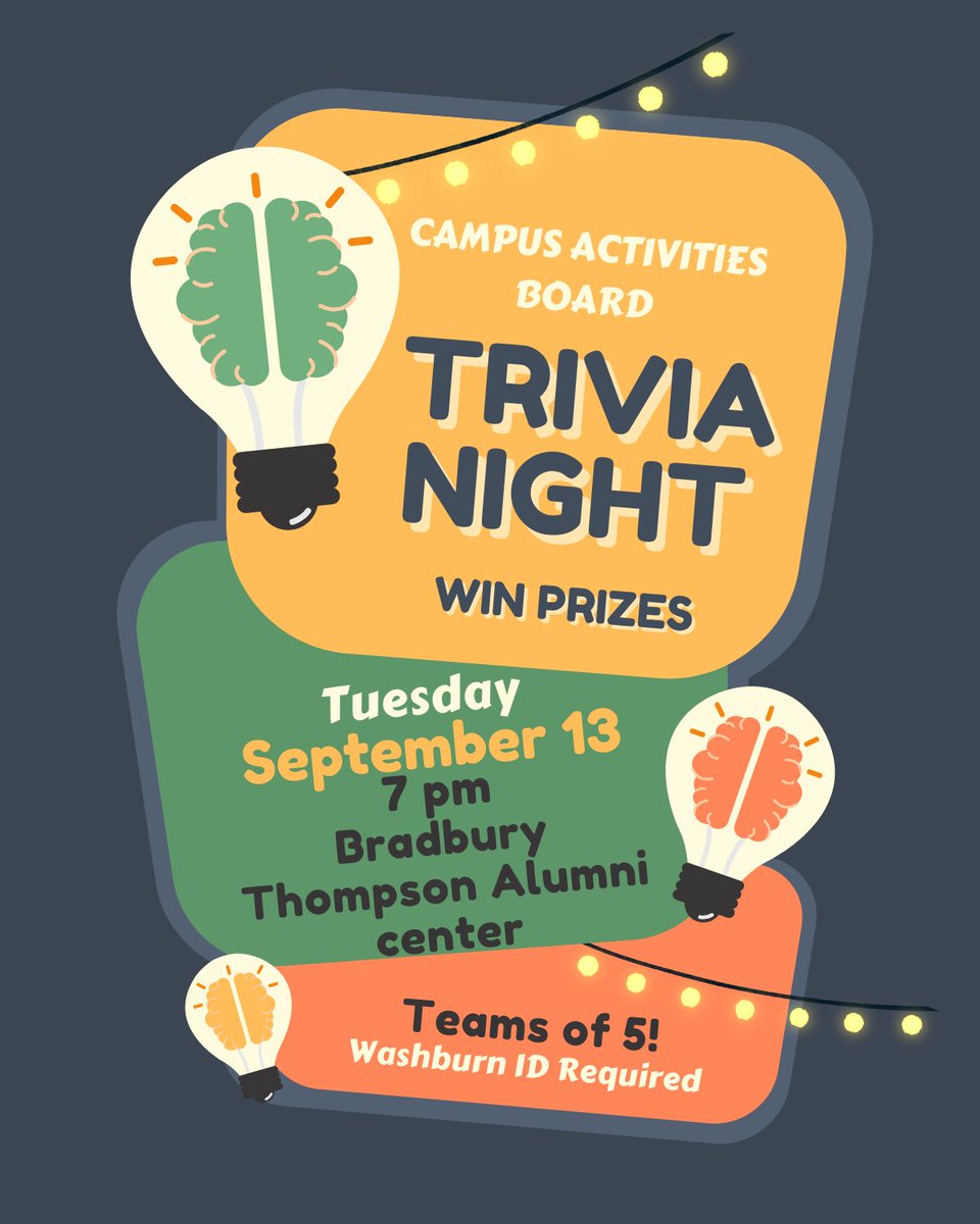 Trivia Night is happening tomorrow night at Bradbury Thompson Alumni Center at 7pm. See you there!