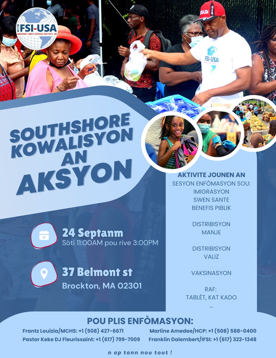 ifsiusa's tweet photo. IFSI Southshore Coalition meet and greet!
This September 24th!
📍37 Belmont St brockton MA 02301
#ifsiusa #integration #foodpantry #raffle #freebackpack #vaccinationday2022 https://t.co/ZKvGGrFovO